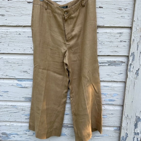 Lauren Ralph Lauren Pants - Lauren Ralph Lauren Linen Minimalist Beachy Summer Trousers wide Leg Pants H7
